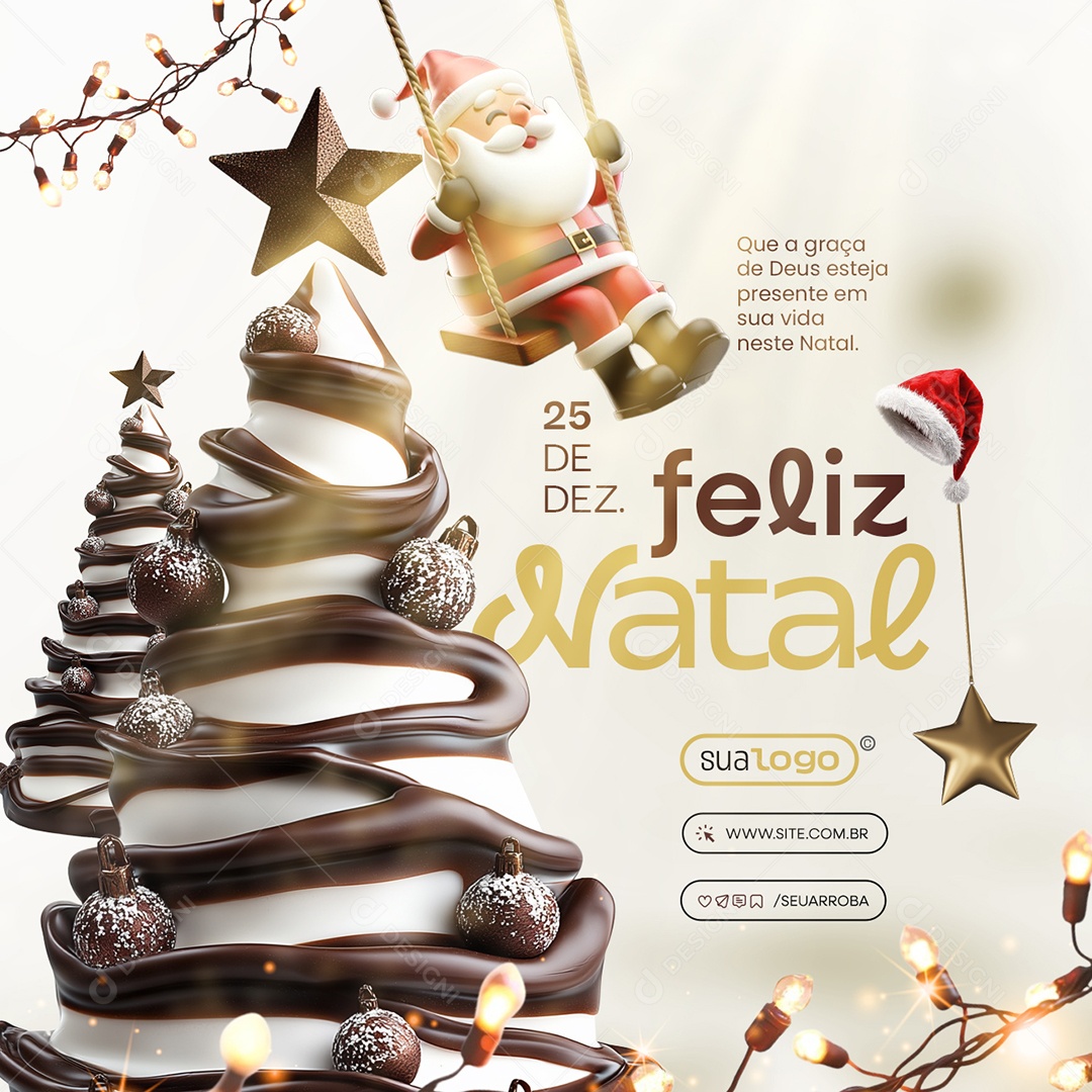 Feliz Natal 25 de Dezembro Sorveteria Social Media PSD Editável