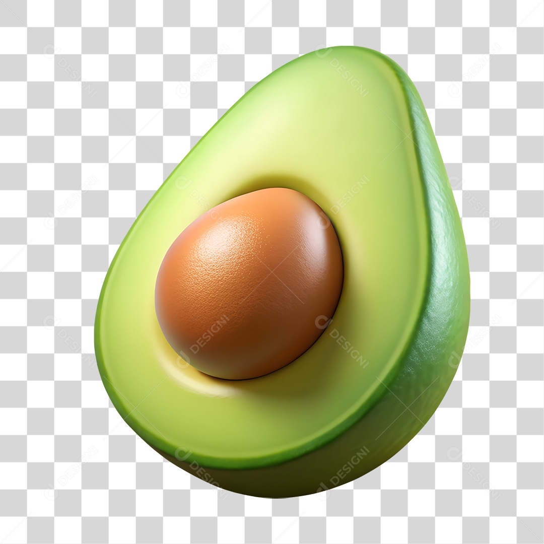Abacate Elemento 3D para Composição PNG Transparente