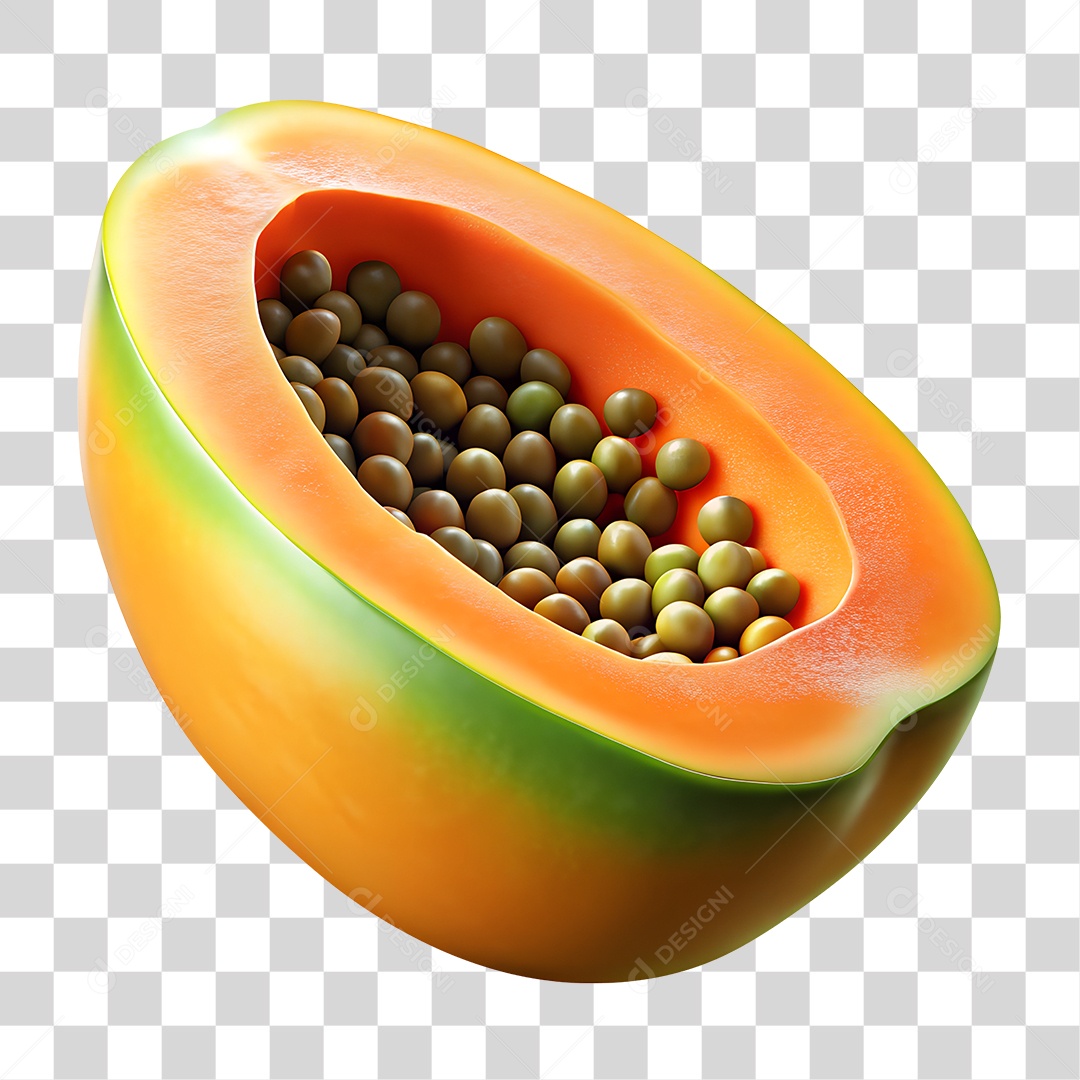Mamão Elemento 3D para Composição PNG Transparente