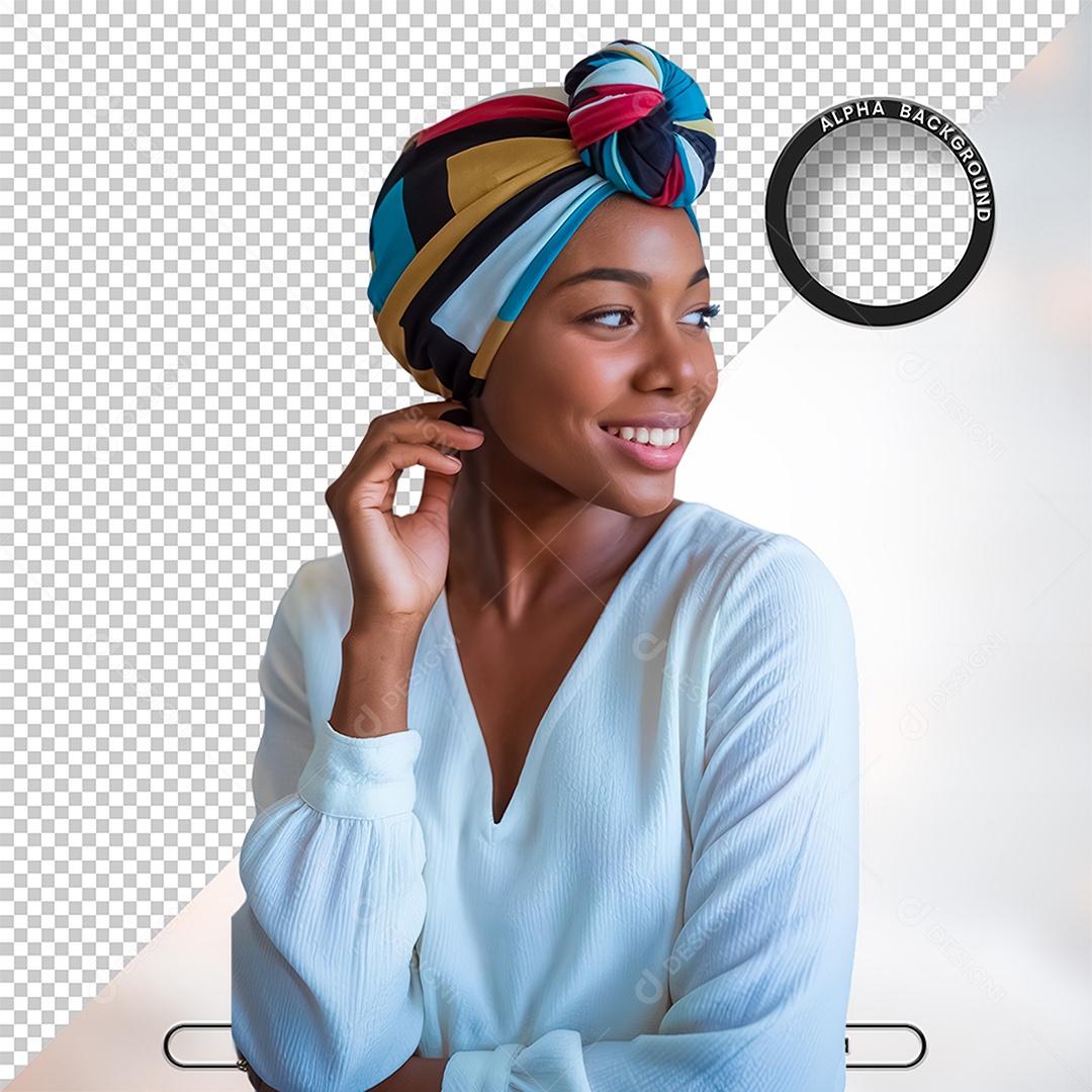 Mulher Negra Afro Inteligência Artificial para Composição PSD