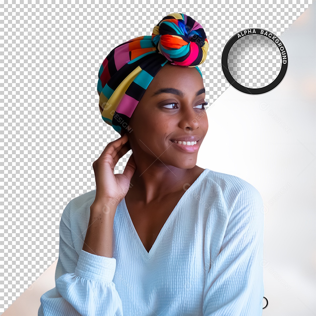 Mulher Negra Afro Inteligência Artificial para Composição PSD