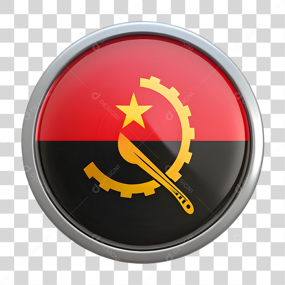 Ícone 3D Bandeira da Angola PNG Transparente