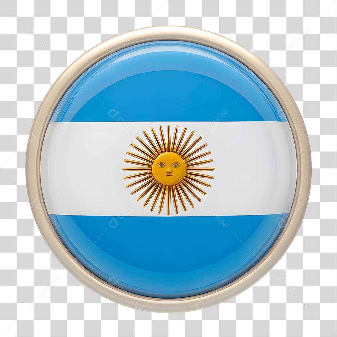 Ícone 3D Bandeira da Argentina PNG Transparente