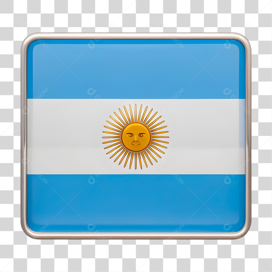 Ícone 3D Bandeira da Argentina PNG Transparente