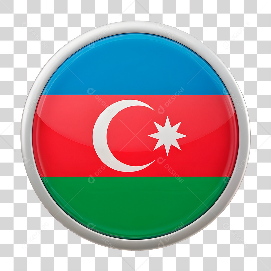 Ícone 3D Bandeira do Azerbaijão PNG Transparente