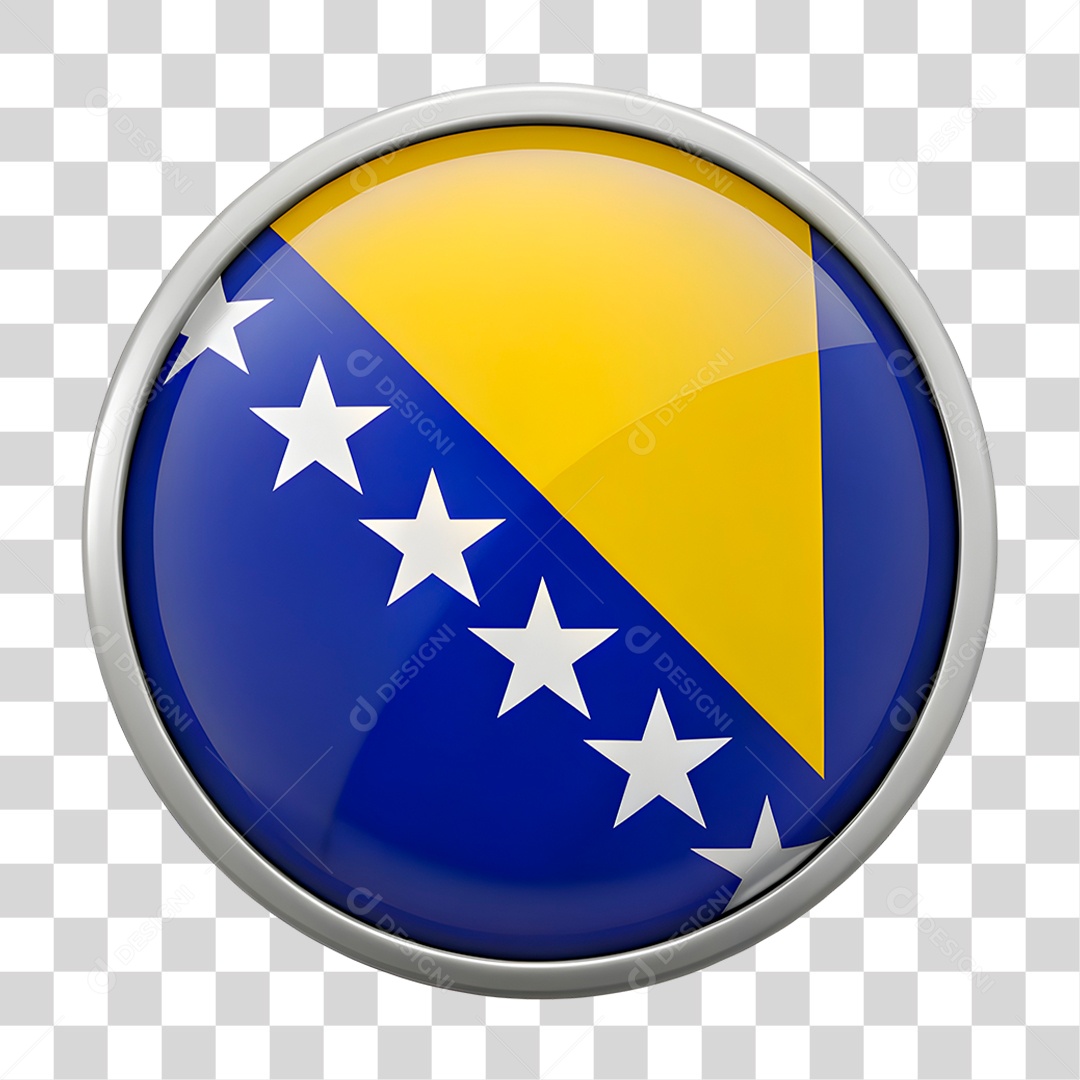 Ícone 3D Bandeira Bósnia PNG Transparente