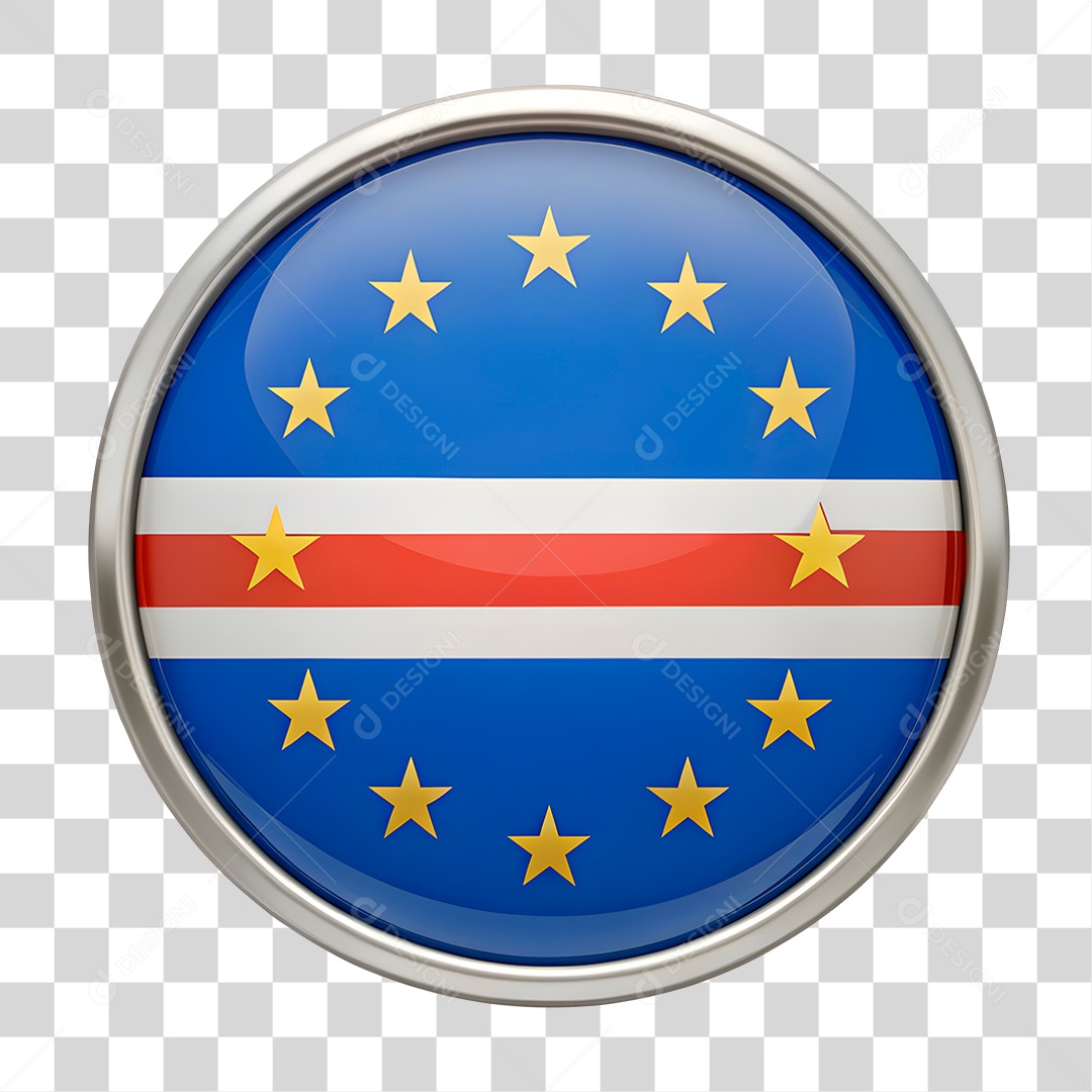 Ícone 3D Bandeira de Cabo Verde PNG Transparente