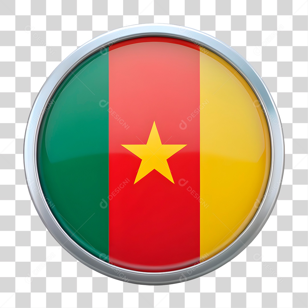 Ícone 3D Bandeira de Camarões PNG Transparente