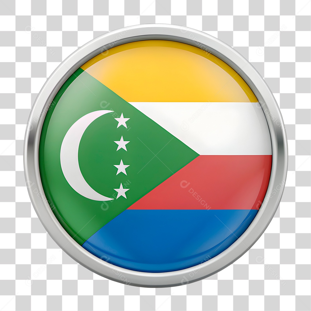 Ícone 3D Bandeira de Comores PNG Transparente