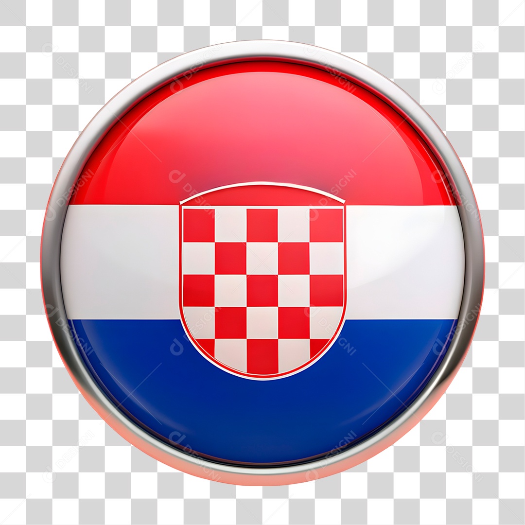 Ícone 3D Bandeira da Croácia PNG Transparente