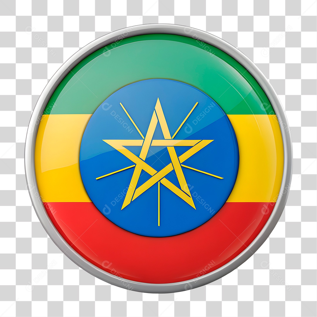 Ícone 3D Bandeira Etiópia PNG Transparente