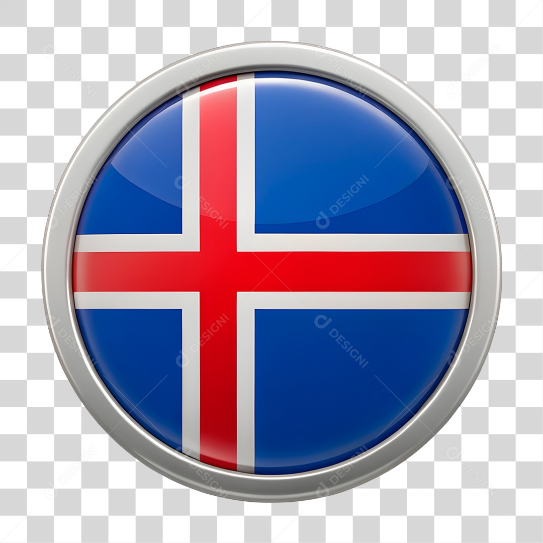 Ícone 3D Bandeira Islândia PNG Transparente