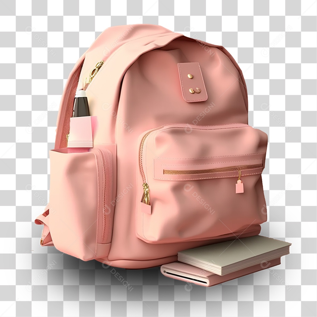 Mochila Rosa Escolar PNG Transparente