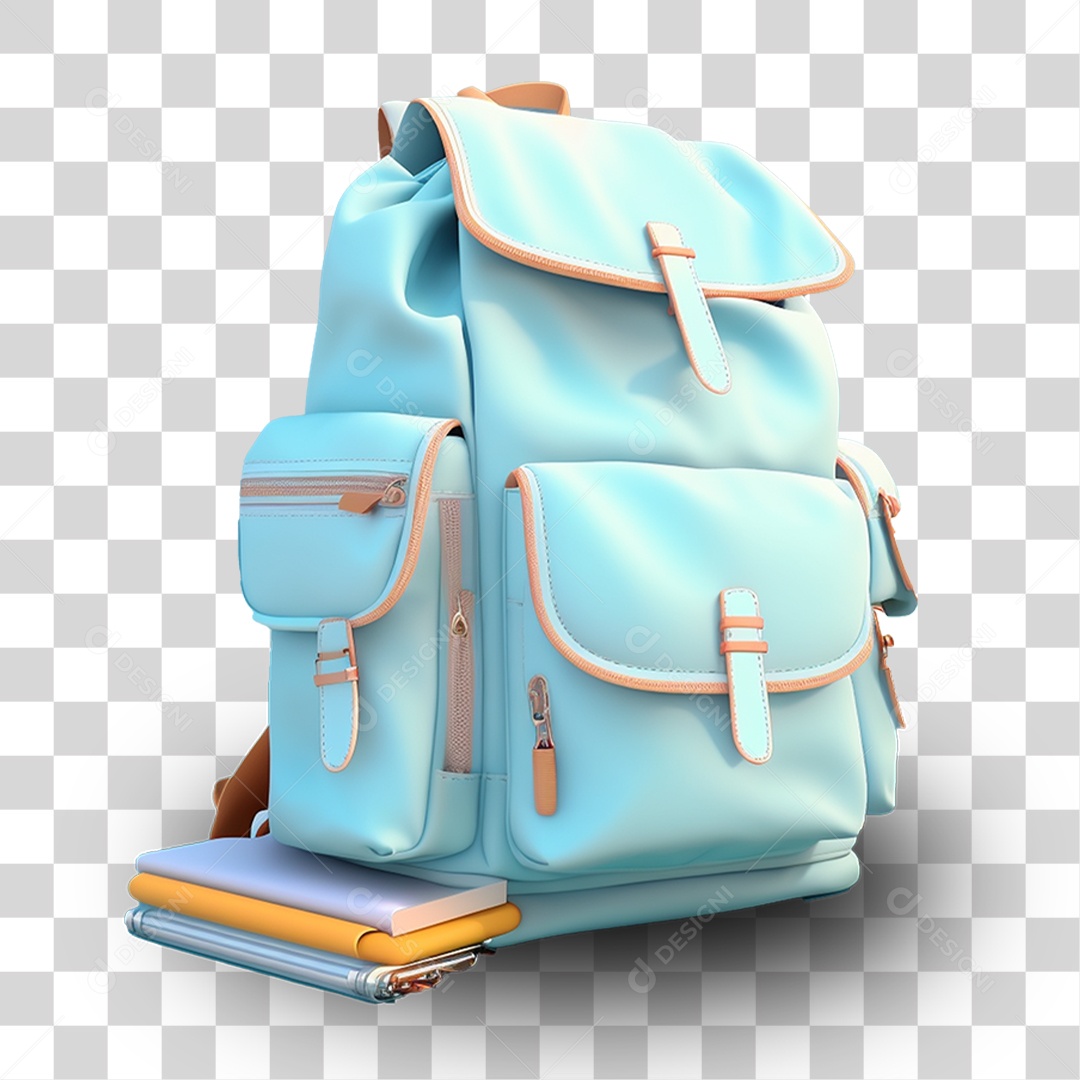 Mochila Azul Escolar PNG Transparente