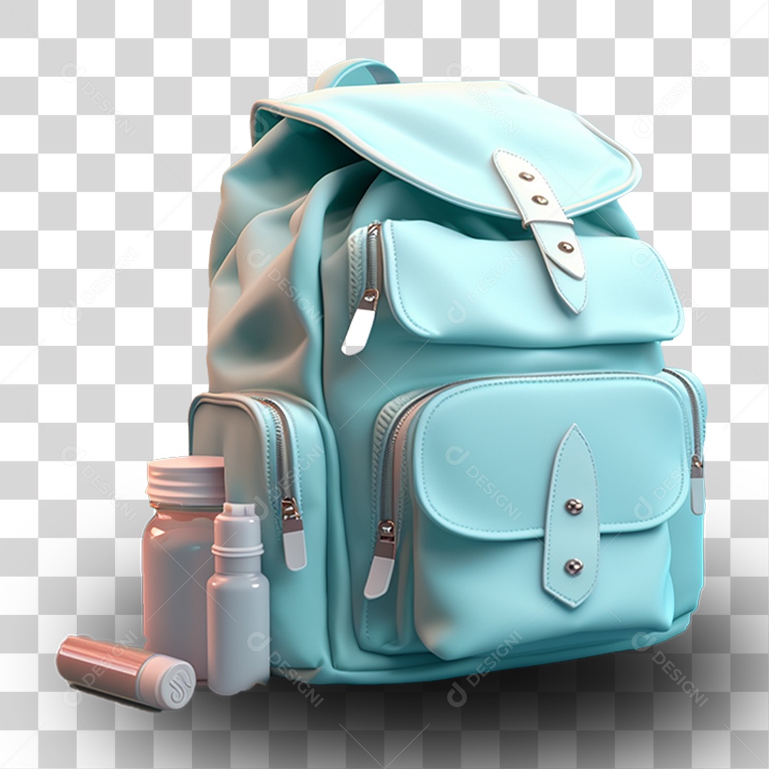 Mochila Azul Escolar PNG Transparente