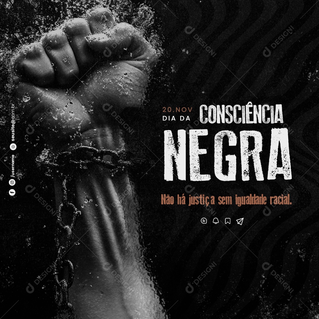 Dia da Consciência Negra 20 de Novembro Social Media PSD Editável