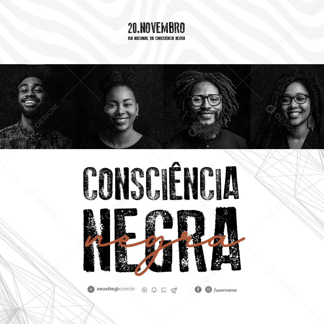 Dia da Consciência Negra 20 de Novembro Social Media PSD Editável