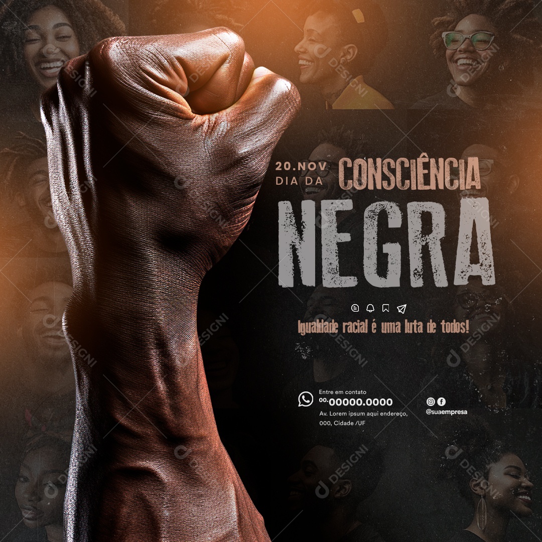 Dia da Consciência Negra 20 de Novembro Social Media PSD Editável