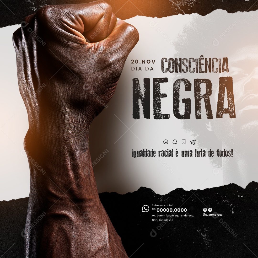 Dia da Consciência Negra 20 de Novembro Social Media PSD Editável