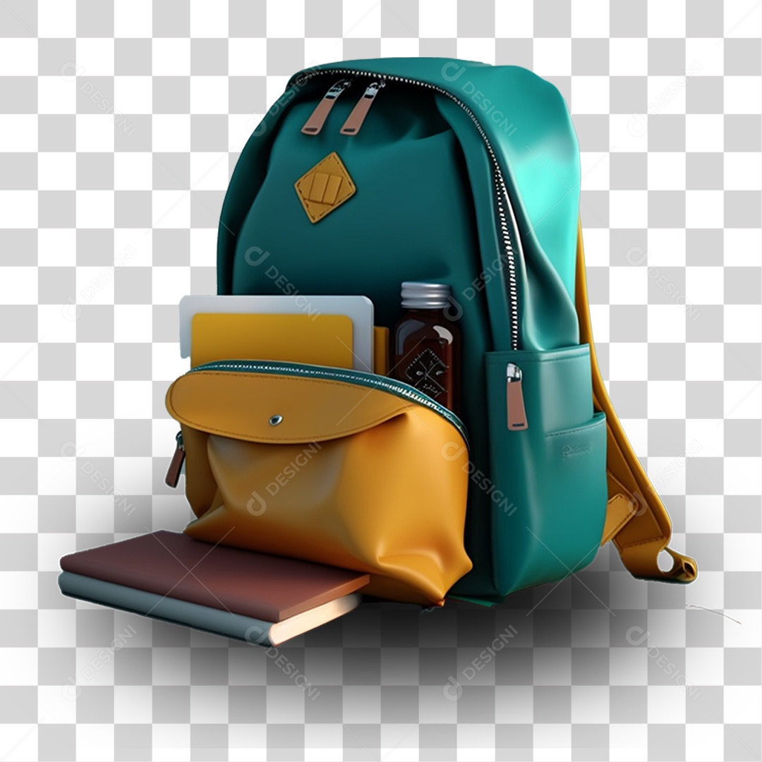 Mochila Azul Escolar PNG Transparente