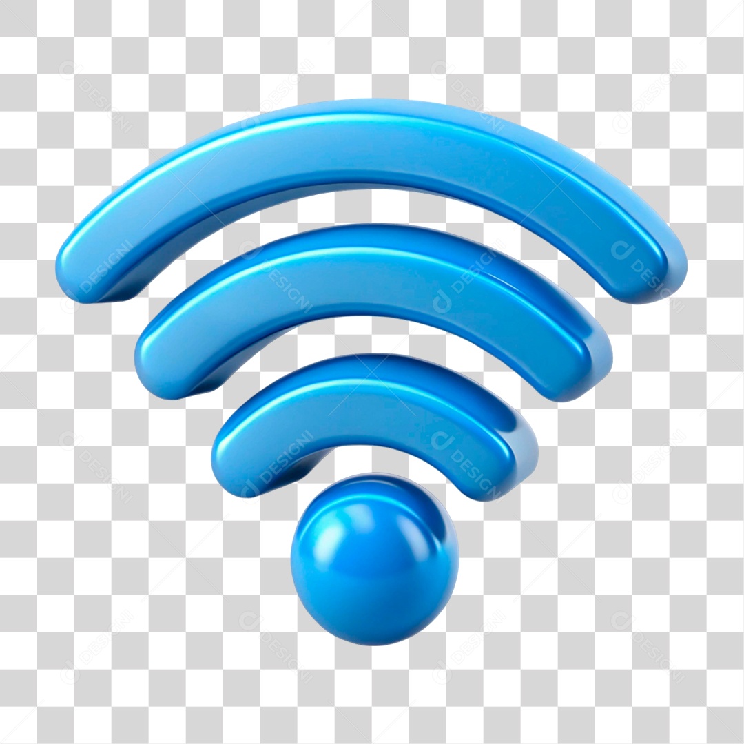 Ícone 3D de Sinal Wi-fi PNG Transparente