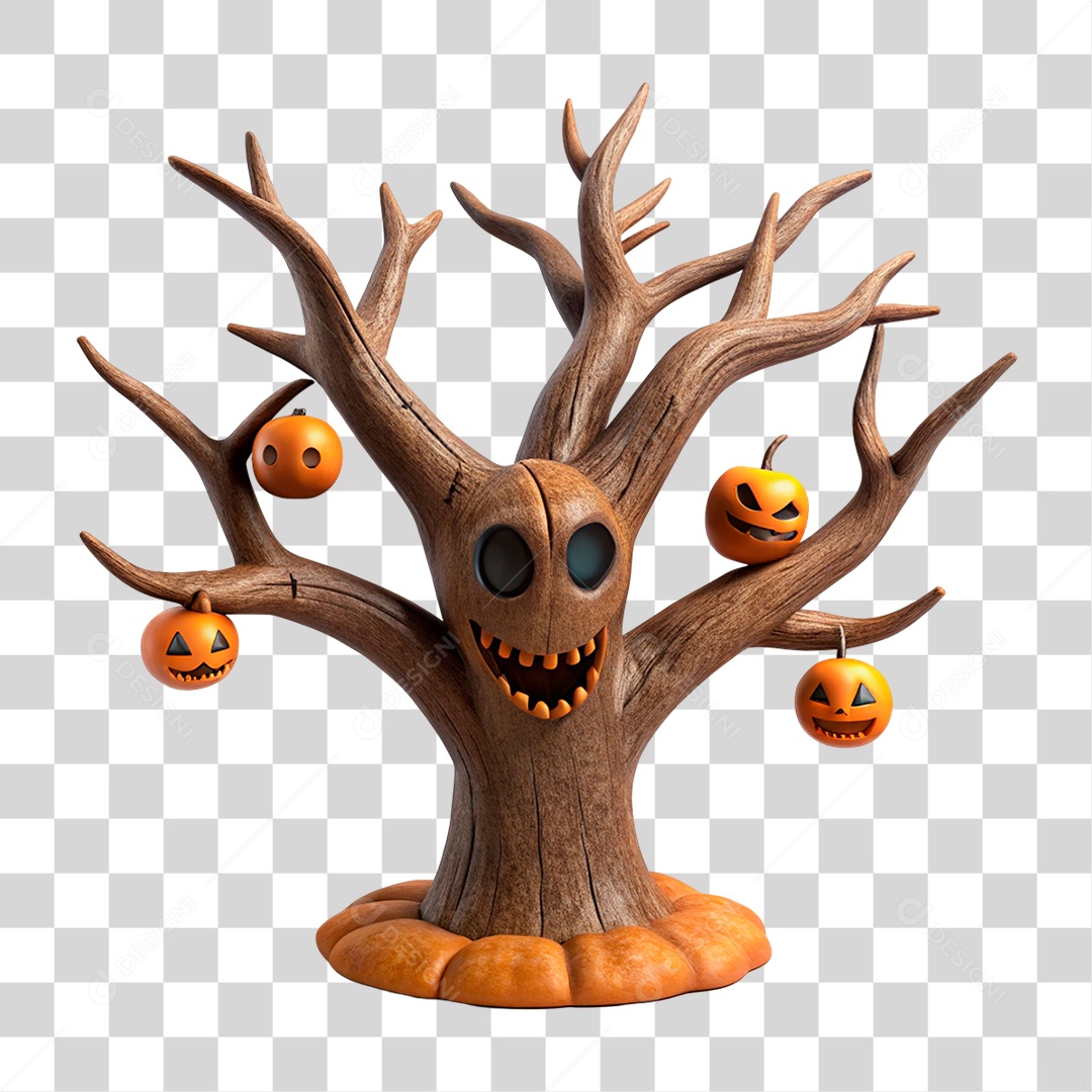 Árvore Seca de Halloween 3D PNG Transparente