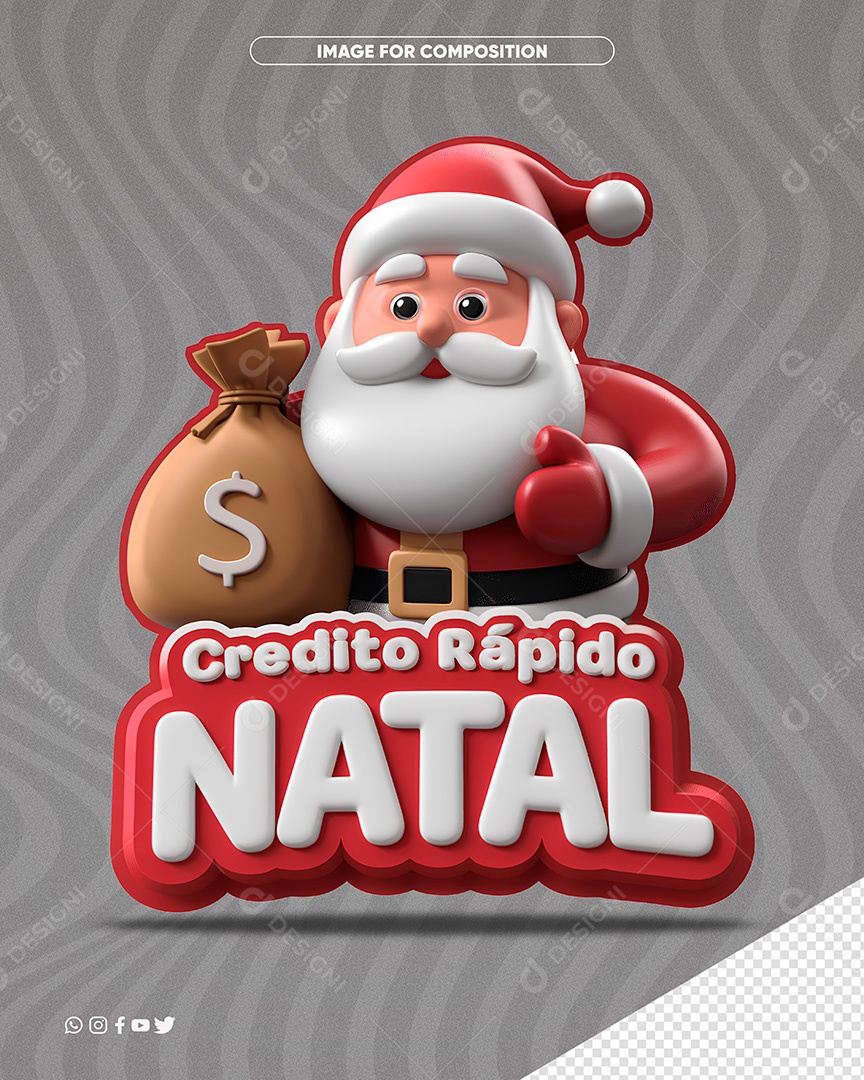 Selo 3D Credito Rápido Natal para Composição PSD