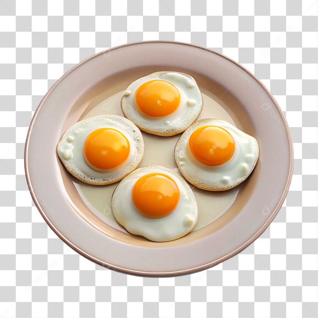 Ovos Frito no Prato PNG Transparente