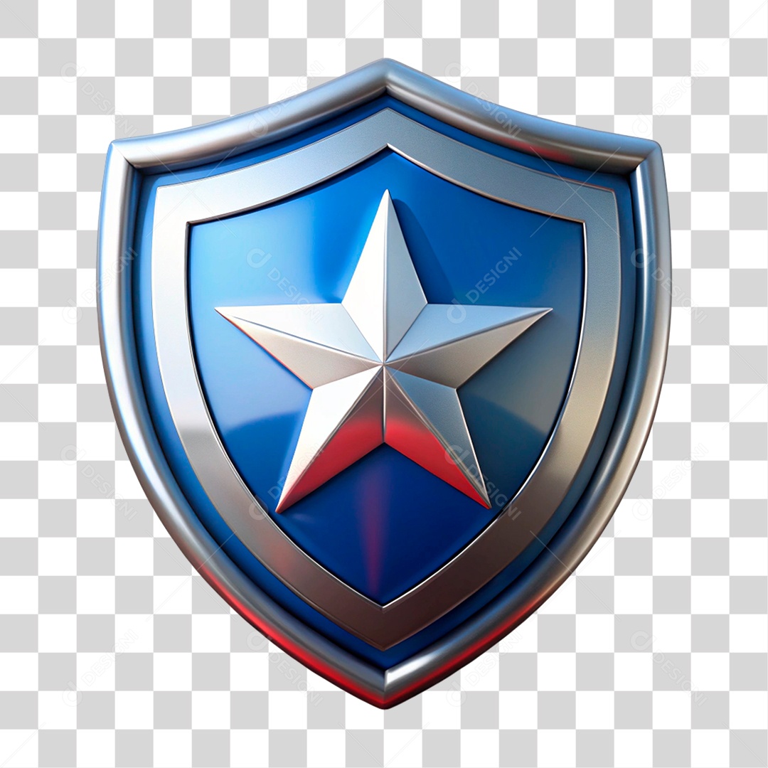 Escudo Metálico 3D PNG Transparente