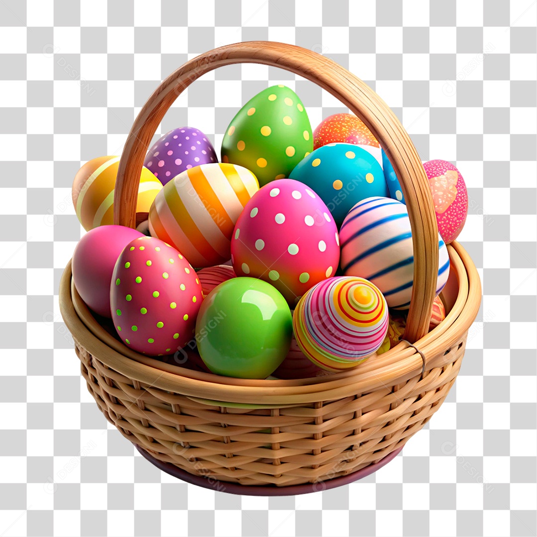Cesta de Ovos de Pascoa PNG Transparente