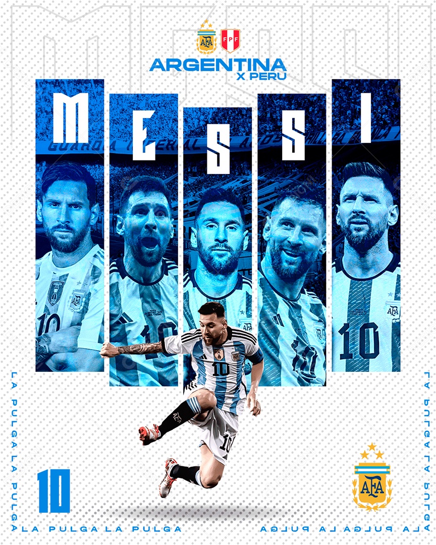 Flyer Lionel Messi Argentina x Peru Social Media PSD Editável