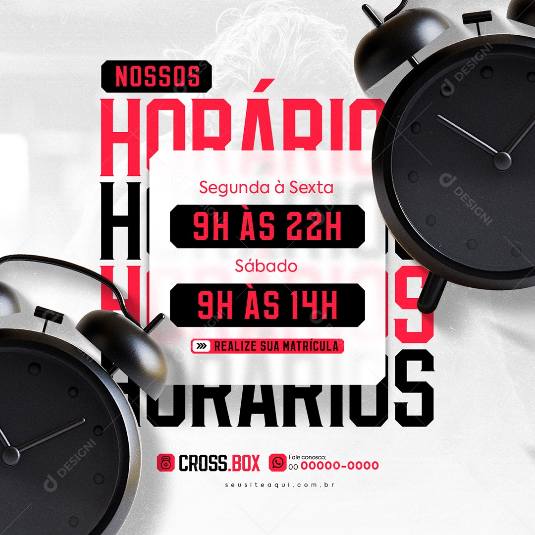 Academia Crossfit Nossos Horários Social Media PSD Editável