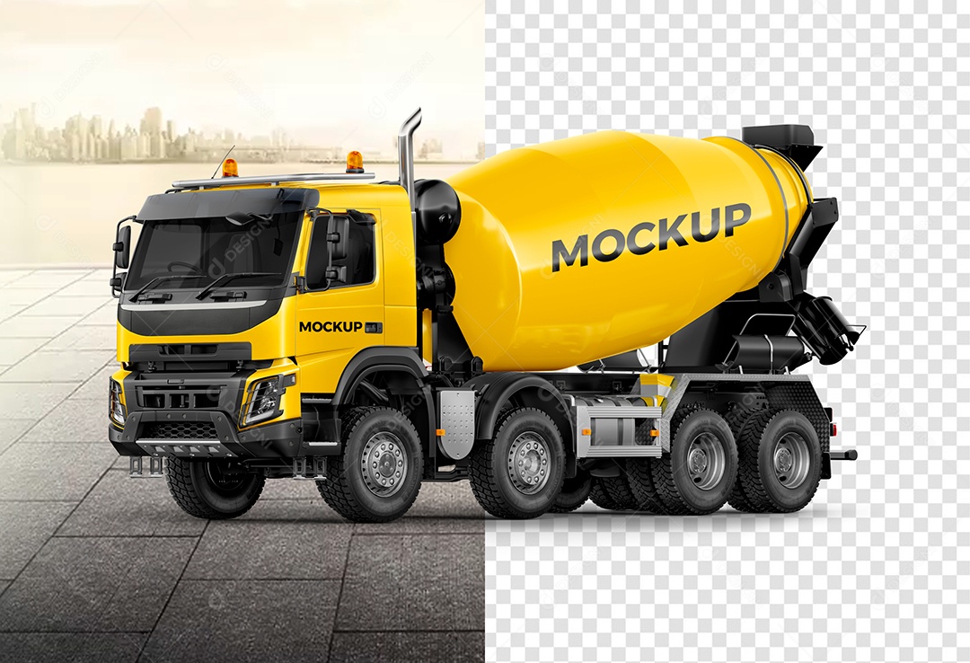 Mockup de Caminhão Betoneira PSD Editável