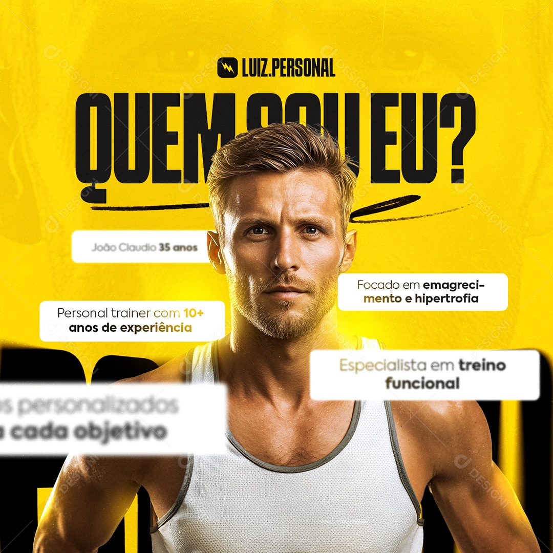 Personal Trainer Academia Quem Sou Eu Social Media PSD Editável