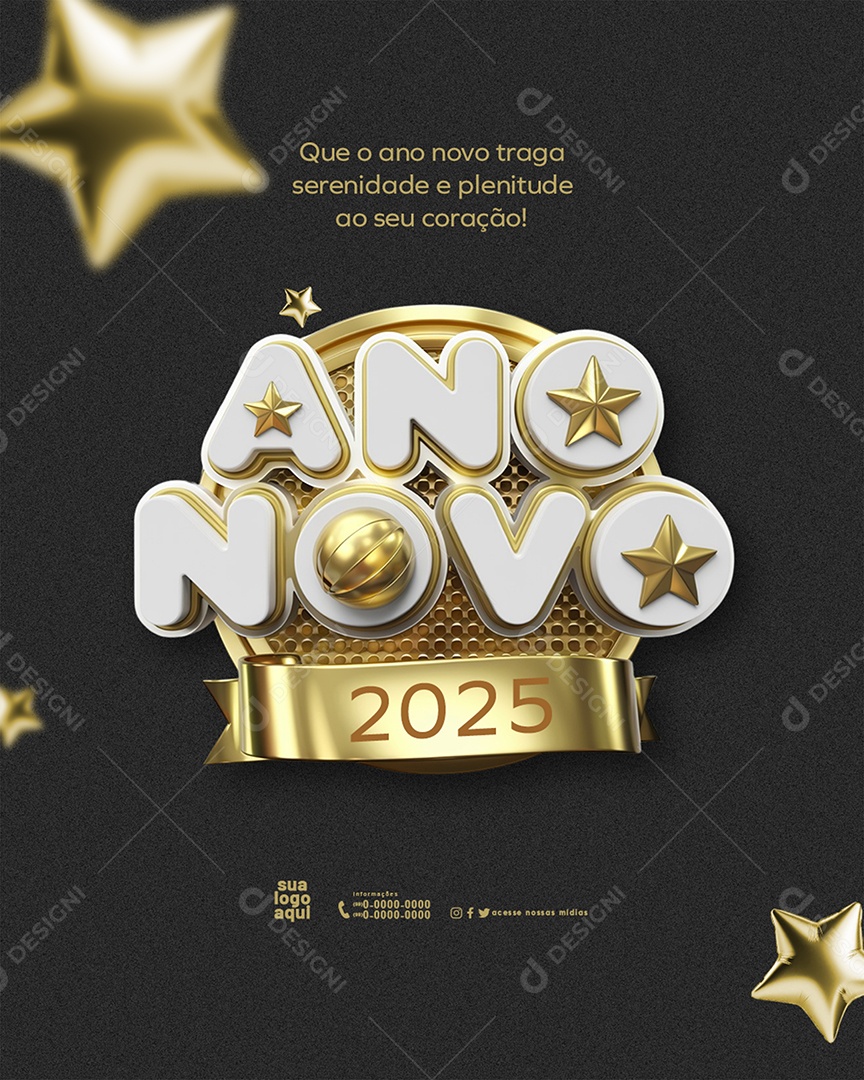 Feliz 2025 Ano Novo 01 de Janeiro em Cada Esquina Social Media PSD Editável