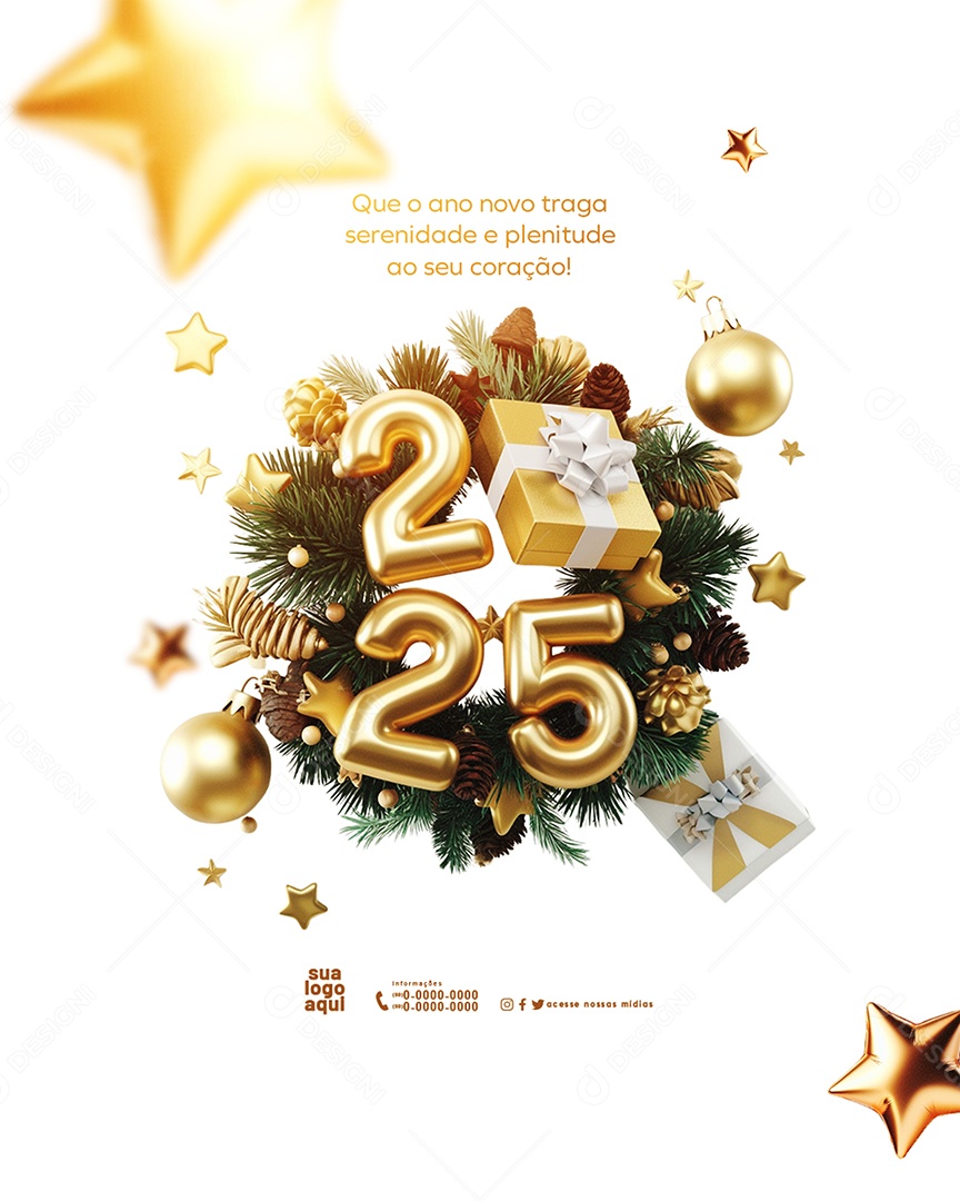 Feliz 2025 Ano Novo 01 de Janeiro em Cada Esquina Social Media PSD Editável