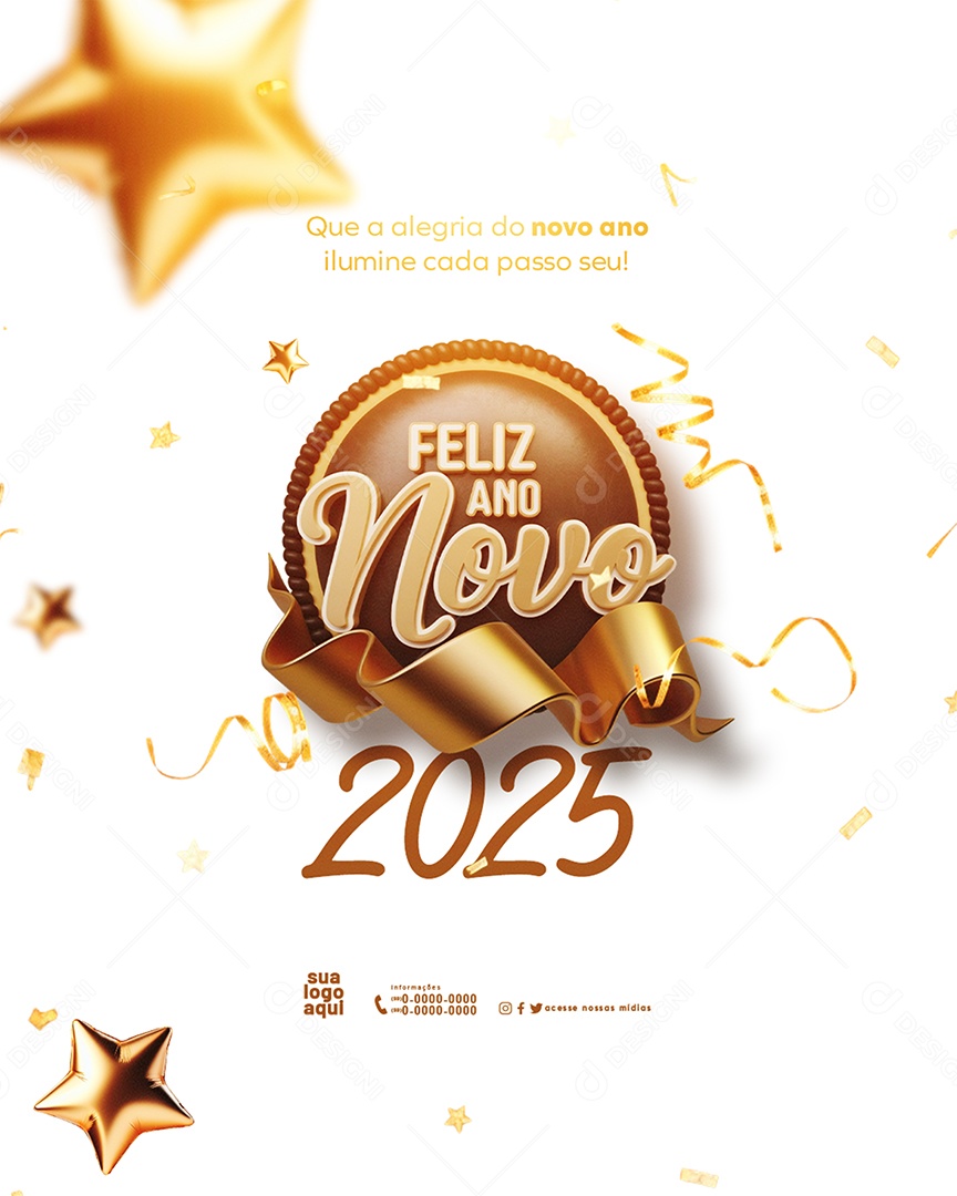 Feliz 2025 Ano Novo 01 de Janeiro em Cada Esquina Social Media PSD Editável