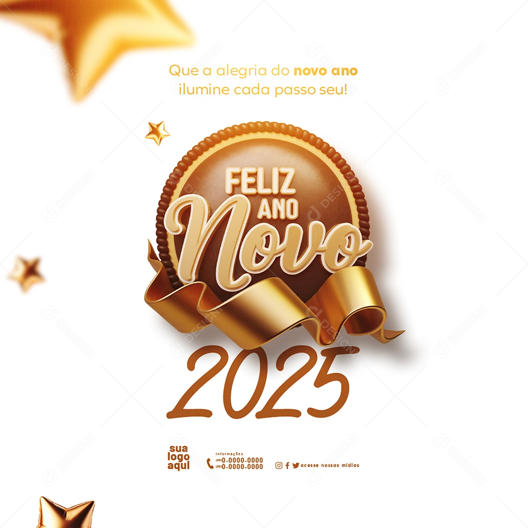Feliz 2025 Ano Novo 01 de Janeiro em Cada Esquina Social Media PSD Editável