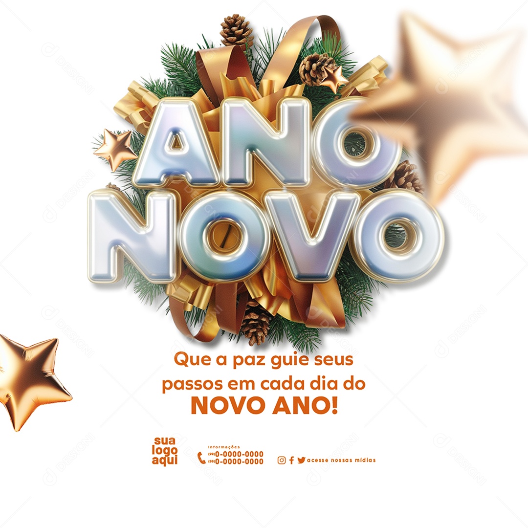 Feliz 2025 Ano Novo 01 de Janeiro em Cada Esquina Social Media PSD Editável