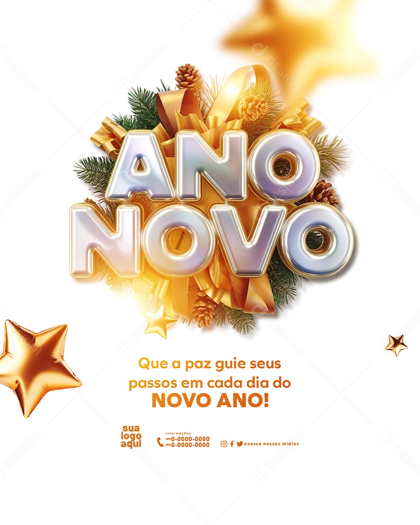 Feliz 2025 Ano Novo 01 de Janeiro em Cada Esquina Social Media PSD Editável