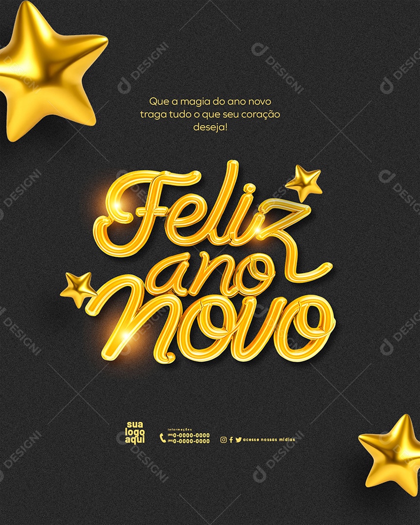 Feliz 2025 Ano Novo 01 de Janeiro em Cada Esquina Social Media PSD Editável