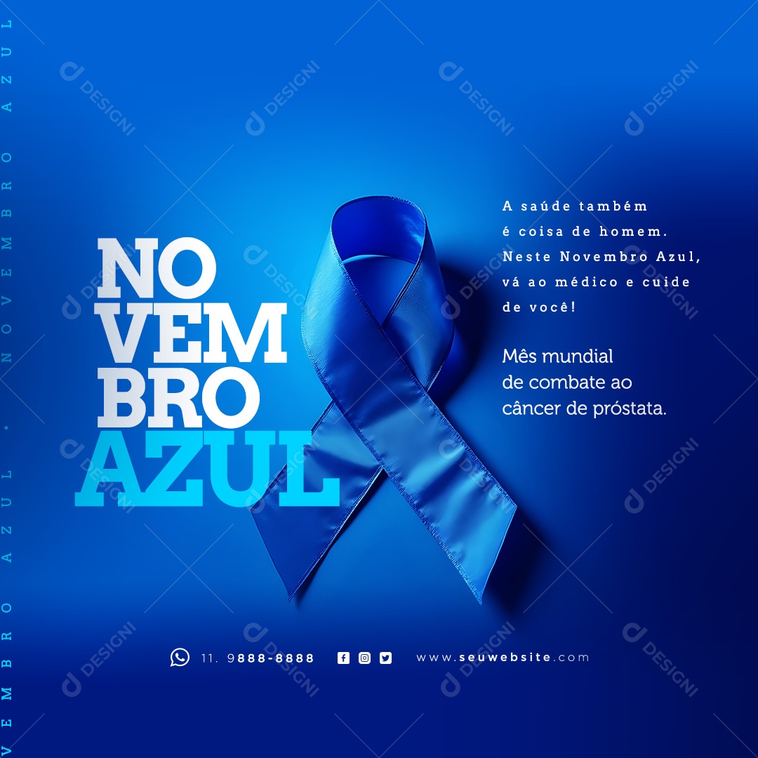 Novembro Azul Mês de Combate ao Câncer de Próstata Social Media PSD Editável