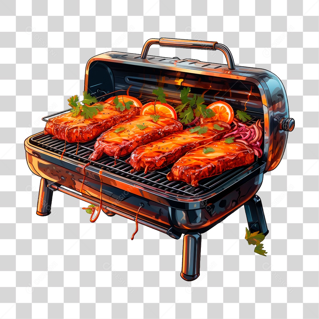 Carne na Churrasqueira PNG Transparente