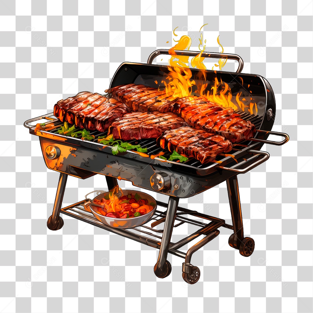 Carne na Churrasqueira PNG Transparente