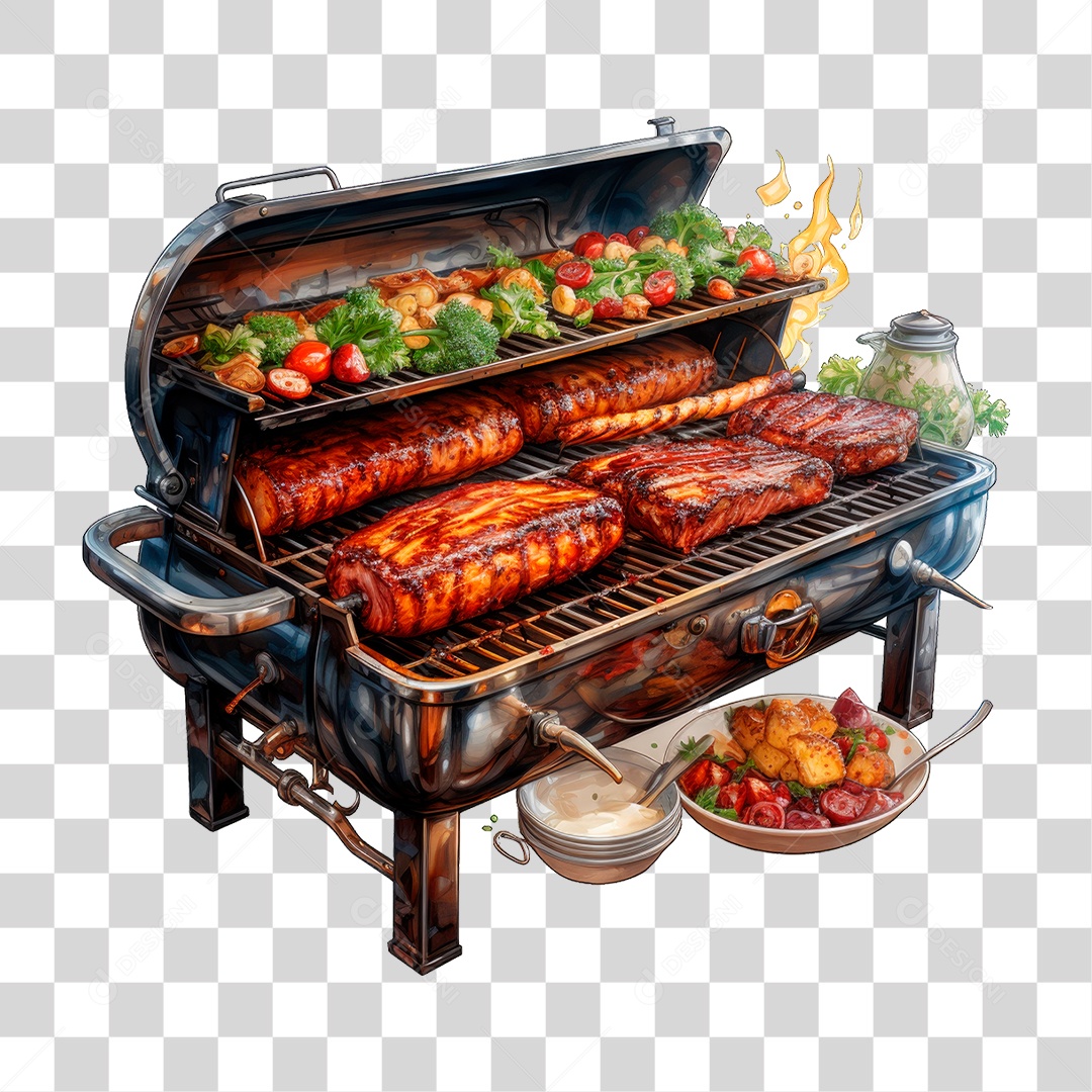 Carne na Churrasqueira PNG Transparente