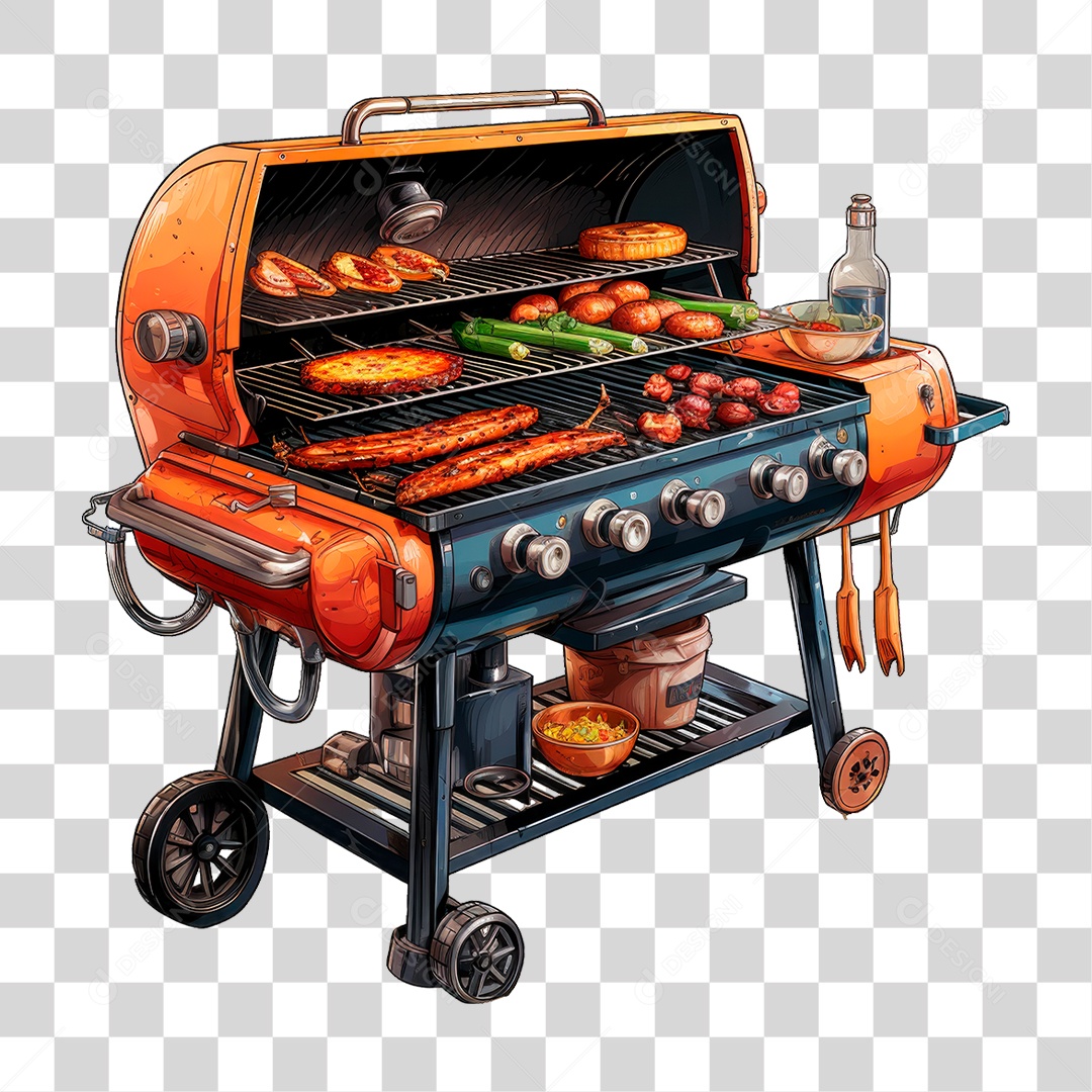 Carne na Churrasqueira PNG Transparente