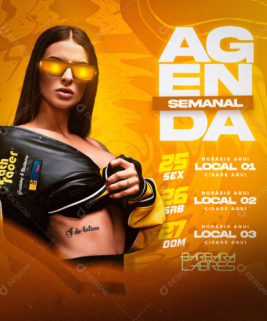 Flyer Barbara Agenda Semanal Social Media PSD Editável