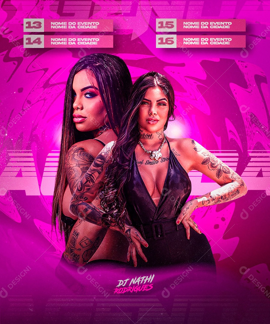 Flyer Dj Naty Rodrigues Social Media PSD Editável