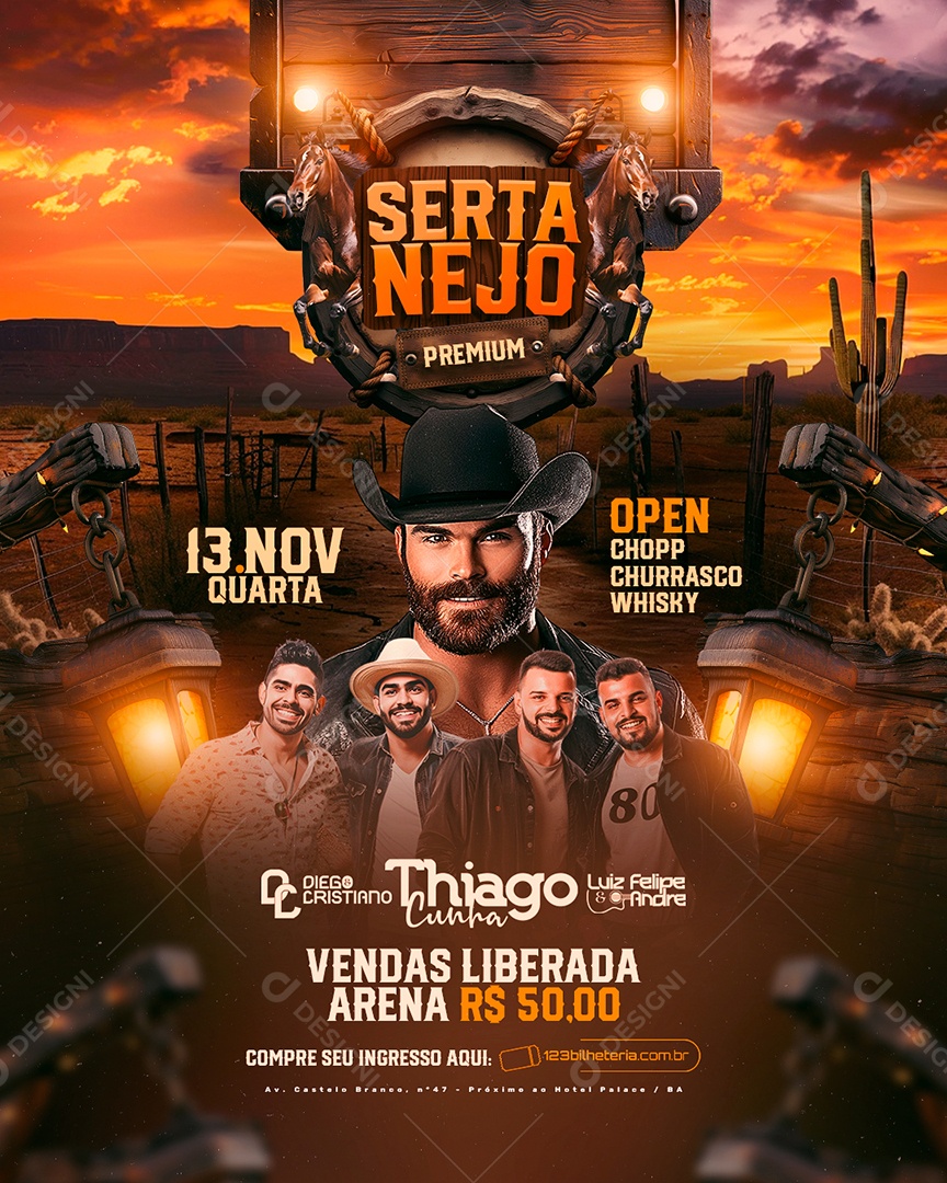 Flyer Sertanejo Premium Social Media PSD Editável