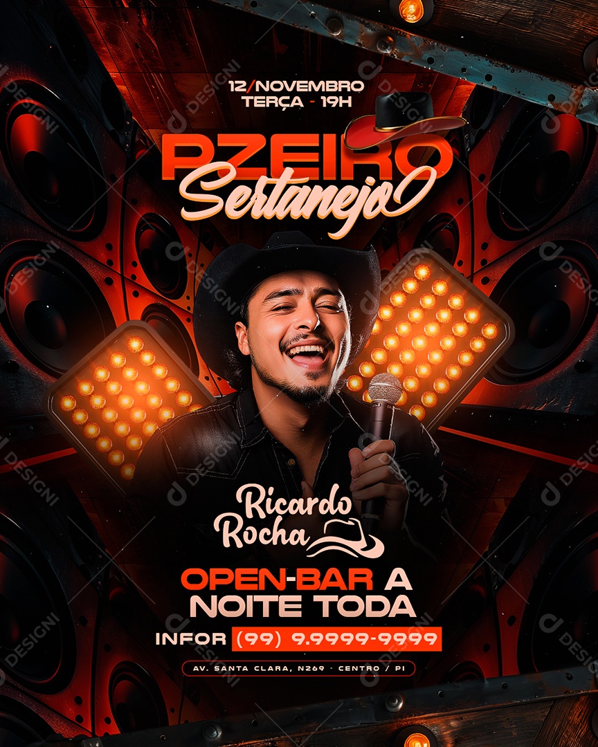 Flyer Pzeiro Sertanejo Social Media PSD Editável